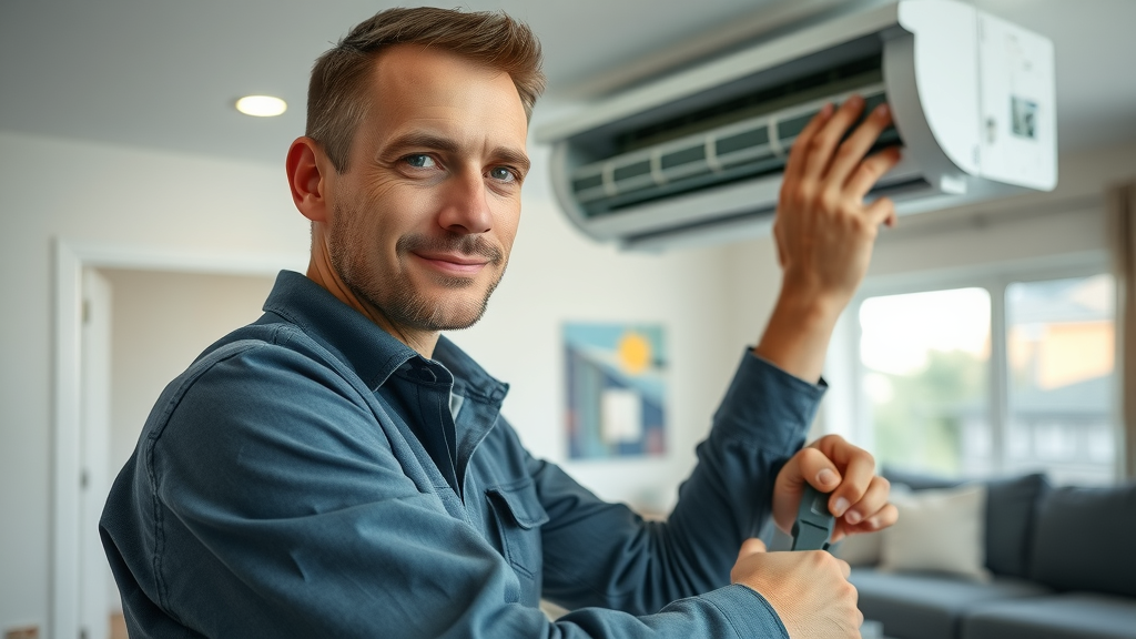 HVAC technician repairing home air conditioner for quick comfort