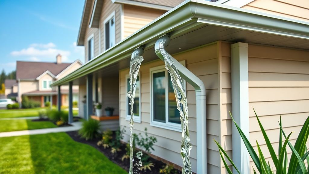 Modern home with seamless rain gutters efficiently channeling rainwater away